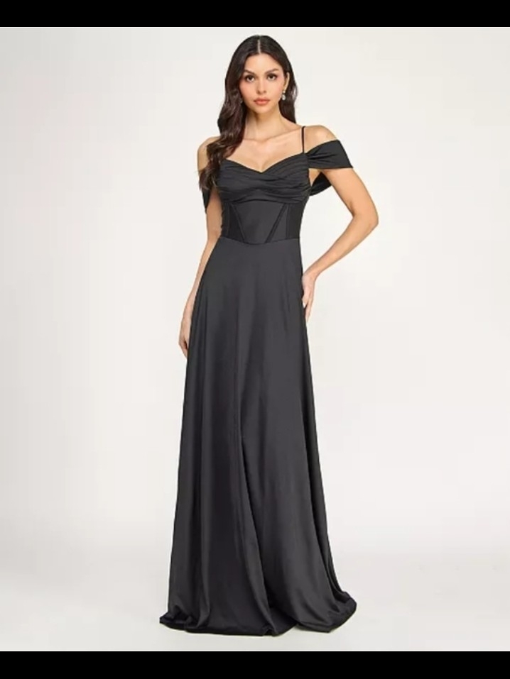 City Studio Elegant Black Off-Shoulder Evening Gown